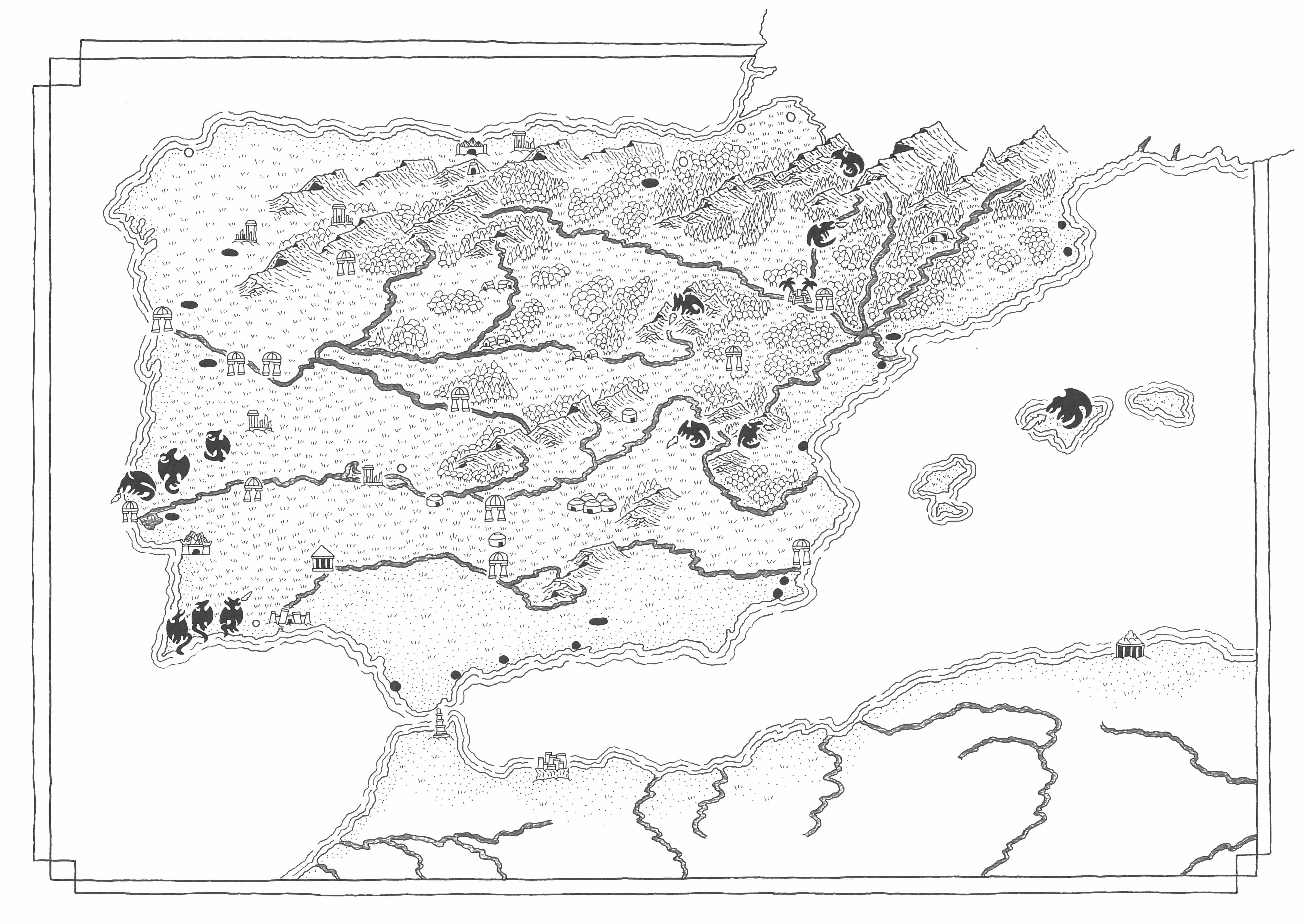 Hiberian Peninsula map for Protectors of Pretanni fantasy series